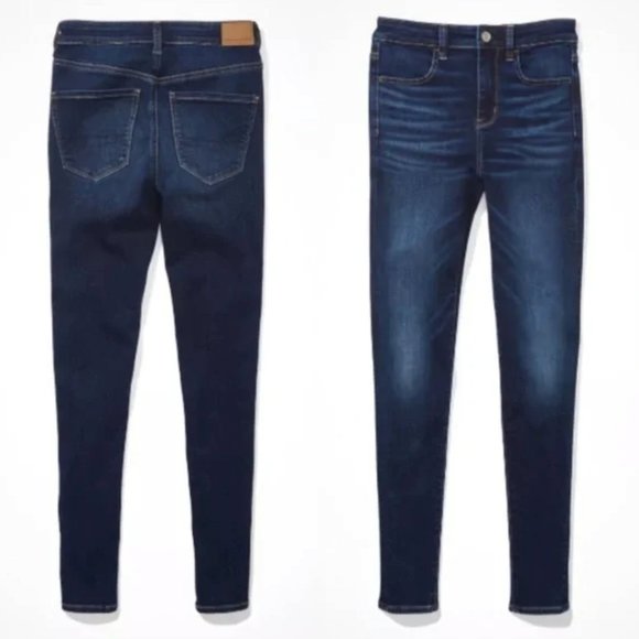 American Eagle Super Stretch Skinny Jeans Size Women’s 8 LONG Color Dark Wash - Picture 1 of 2